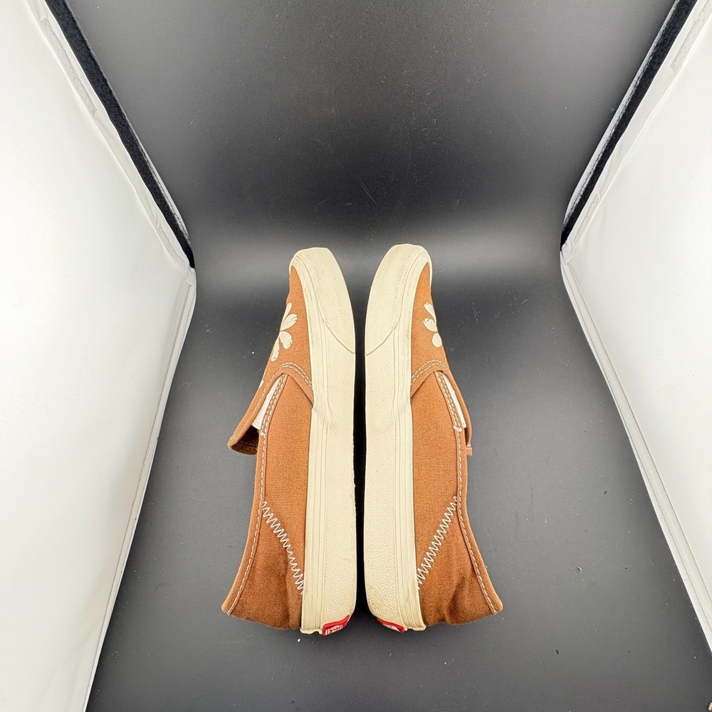 Vans Brown Slip-On Sneakers with White Daisy Print - Picture 8 of 10
